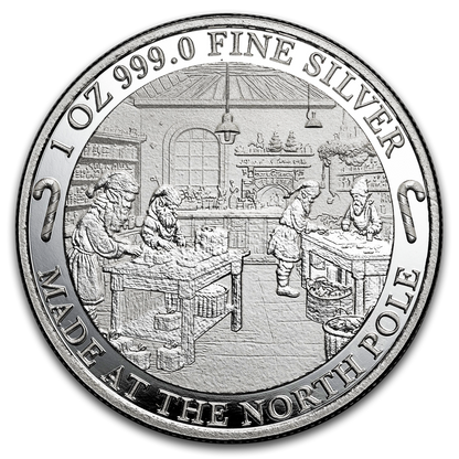 Santa’s Workshop Colorized - 1 oz Silver Coin - CoinsTV