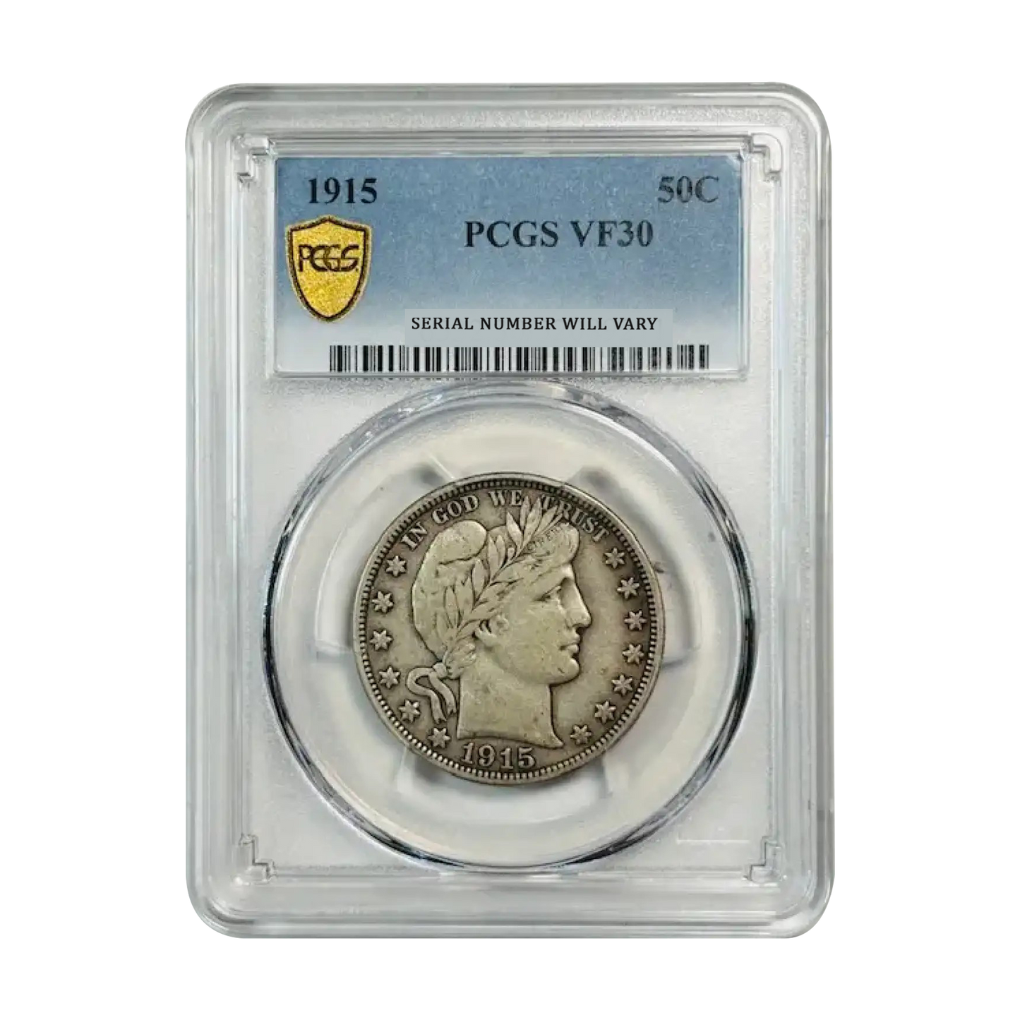 1915 Barber Half Dollar Philadelphia - PCGS VF30 - CoinsTV