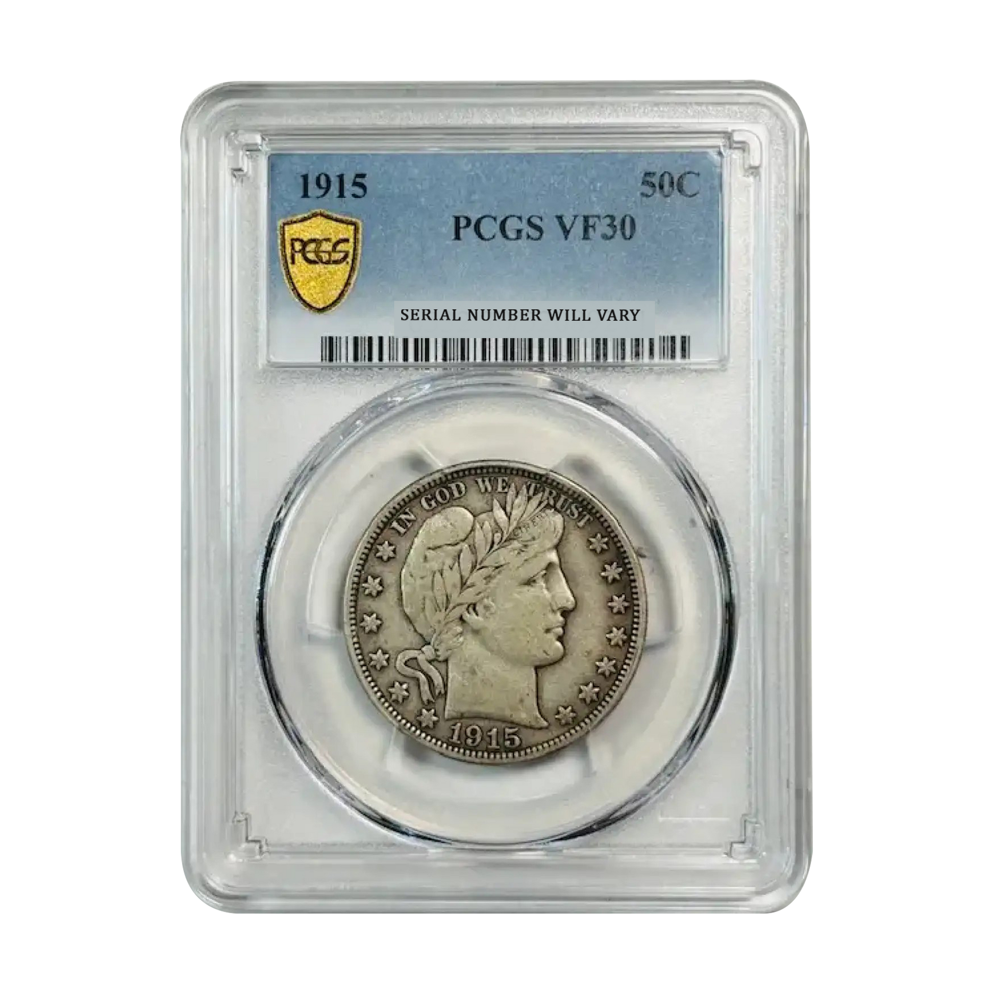 1915 Barber Half Dollar Philadelphia - PCGS VF30 - CoinsTV