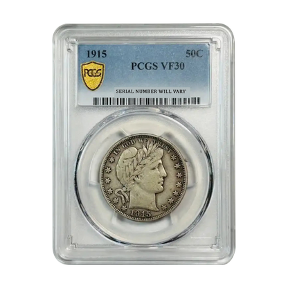 1915 Barber Half Dollar Philadelphia - PCGS VF30 - CoinsTV