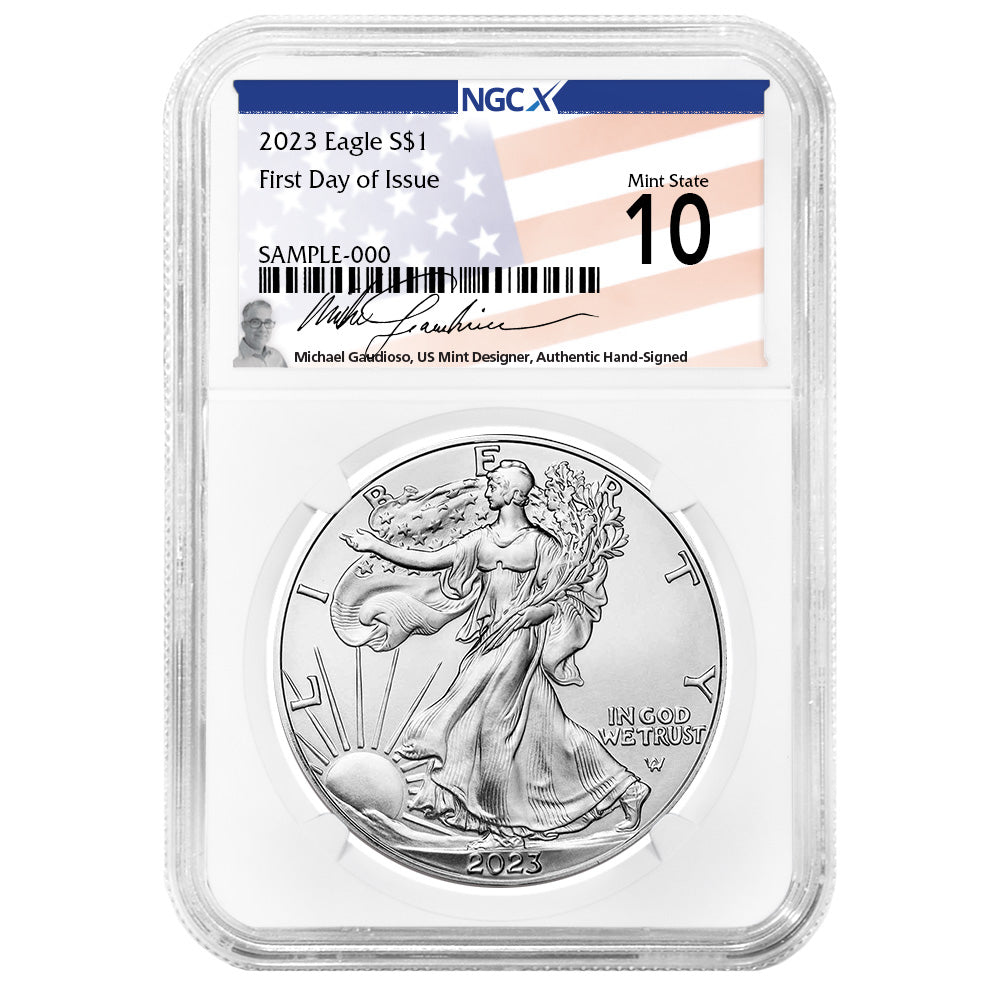 2023 Silver Eagle - NGCX MS10 FDI Gaudioso Flag Label