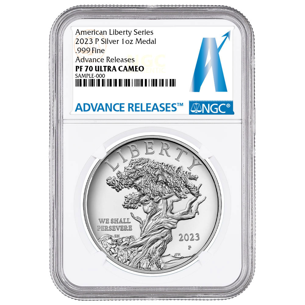2023-P American Liberty 1 oz Silver Medal - NGC PF70UC AR Advance Releases Label - CoinsTV
