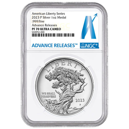 2023-P American Liberty 1 oz Silver Medal - NGC PF70UC AR Advance Releases Label - CoinsTV