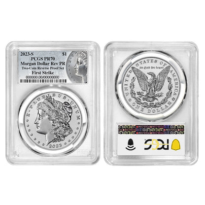 2023-S Morgan and Peace Dollar Reverse Proof 2 pc Set - PCGS PR70 FS Morgan & Peace Label - CoinsTV