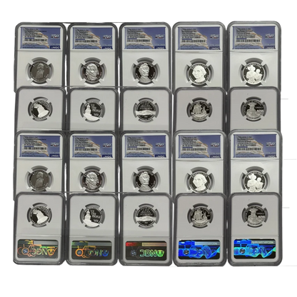 2026-S Dual Date Silver Proof Quarter 5 pc Set - NGC PF70 FDOI 250th Anniversary Label - CoinsTV