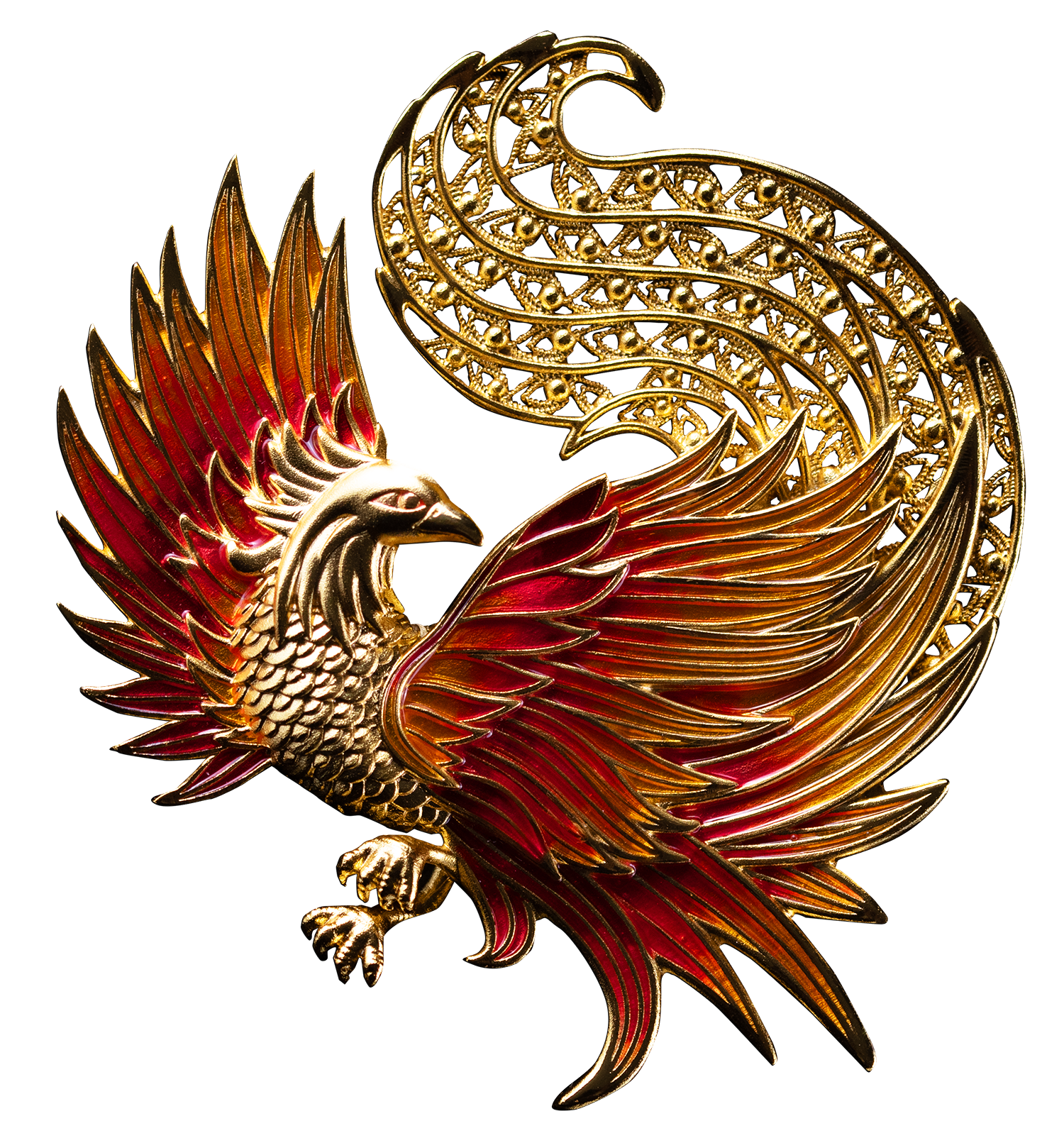 2025 Samoa Filigree Shaped Phoenix 2 oz Silver - 24k Gold Enhanced Coin - CoinsTV