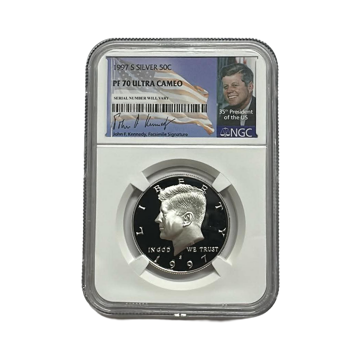 1997-S Kennedy Silver Half Dollar - NGC PF70UCAM - Kennedy Signature Label