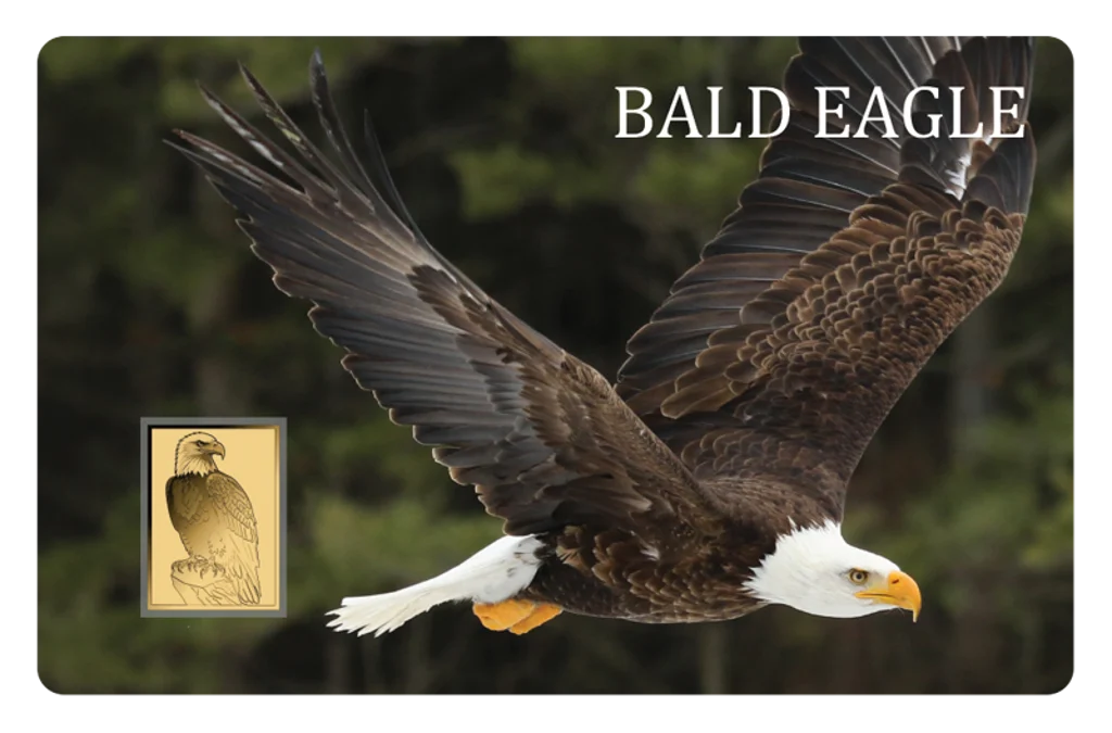 2026 Bald Eagle America Series 1/1000 oz 999 Gold Medal in Card