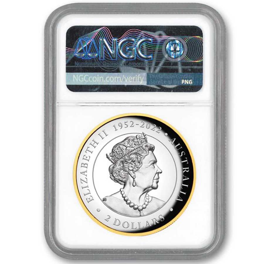 2023-P Australian Wedge Tailed Eagle 2 oz Silver Gilded Piedfort - NGC PF70 High-Relief - CoinsTV