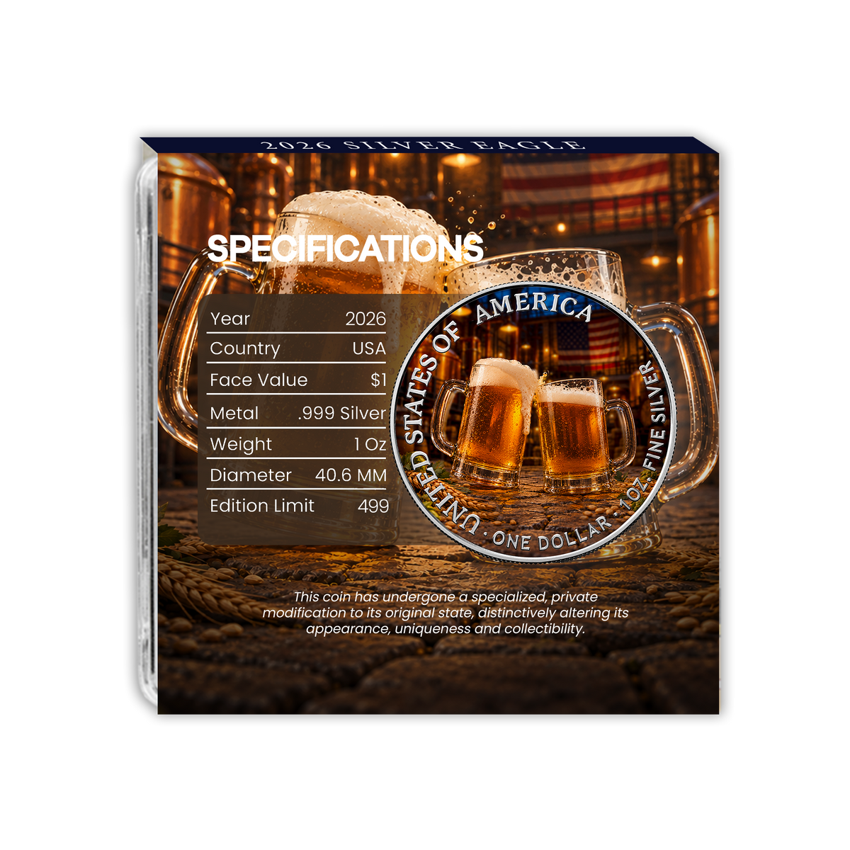 2026 Silver Eagle – American Beer Day Edition - CoinsTV