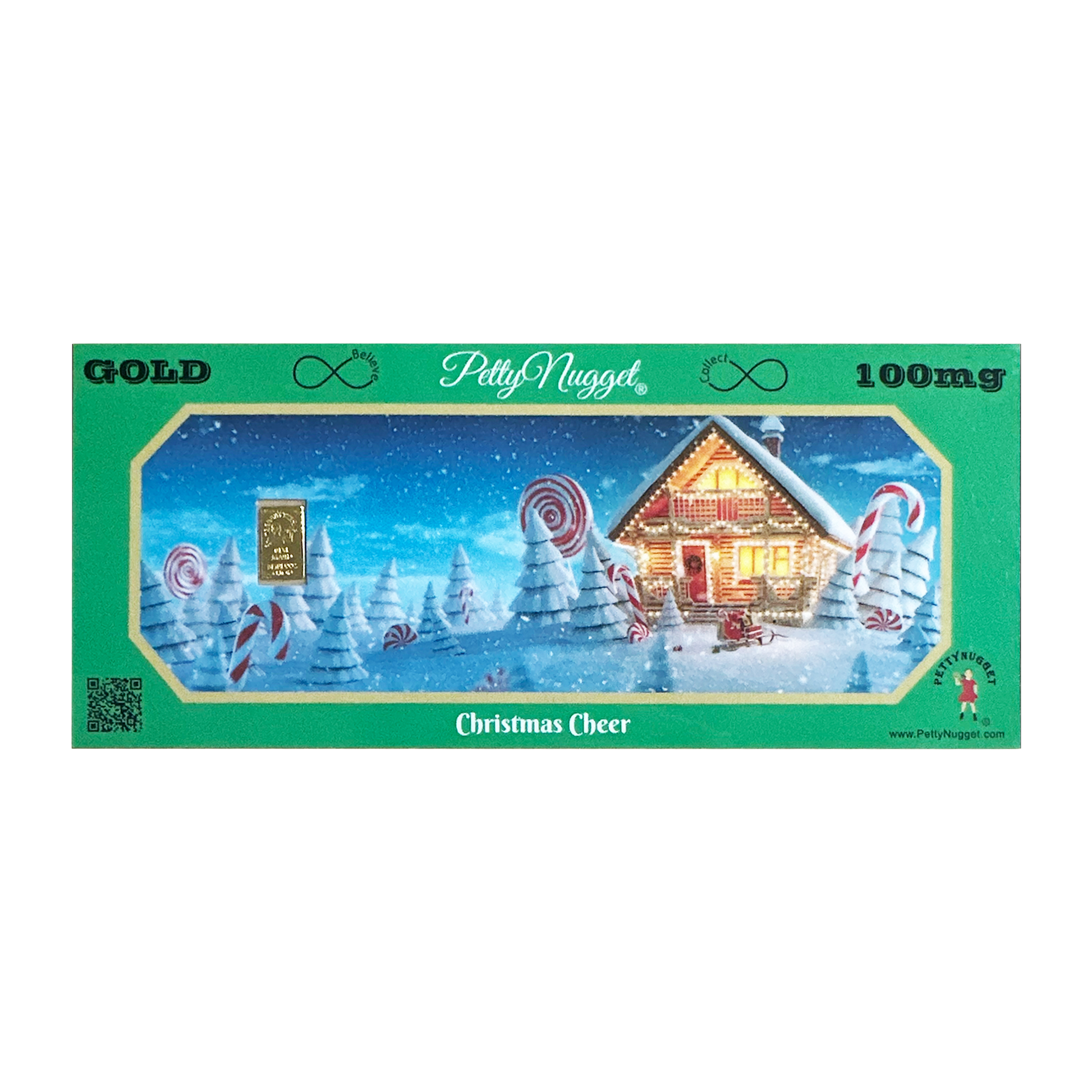 Santa Claus PettyNugget - 1/10 Gram Gold Bar 24kt in a Card - CoinsTV