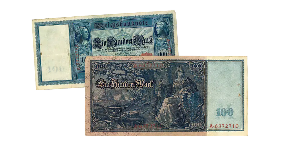 1910 Germany 100 Mark Currency Note Circulated - F to VF - CoinsTV