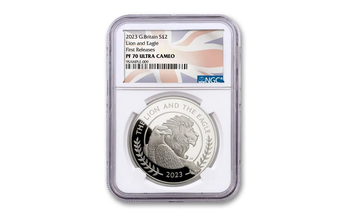 2023 Great Britain Mercanti Lion and Eagle - NGC PF70 FR 1 Oz Silver - CoinsTV
