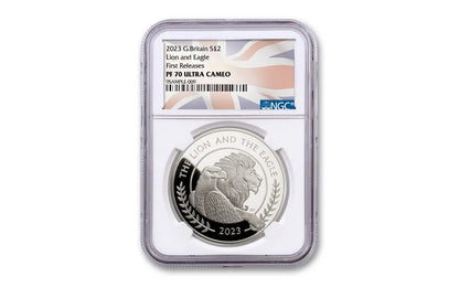 2023 Great Britain Mercanti Lion and Eagle - NGC PF70 FR 1 Oz Silver - CoinsTV