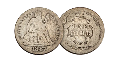 1887–1941 Seated Liberty & Mercury Dime "Pearl Harbor" 2 pc Set - G to VG - CoinsTV