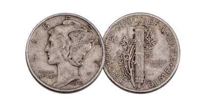 1887–1941 Seated Liberty & Mercury Dime "Pearl Harbor" 2 pc Set - G to VG - CoinsTV