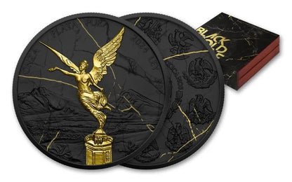 2024 Mexico Libertad Black Gold Marble Ennobled 1 oz Silver BU - CoinsTV
