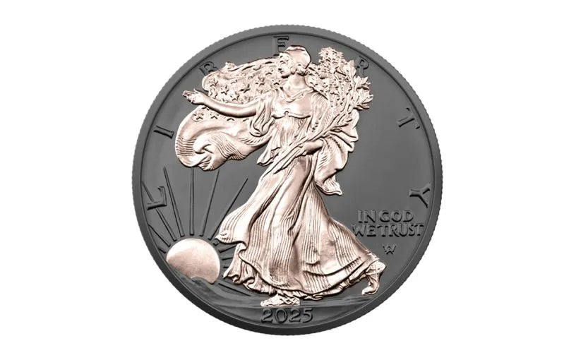 2025 Silver Eagle Black Ruthenium & Rose Gold 1 oz Silver - BU - CoinsTV