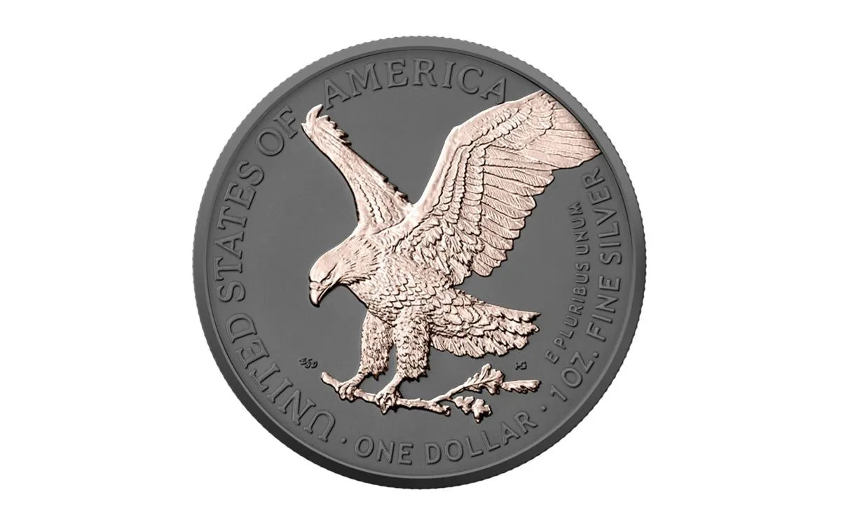 2025 Silver Eagle Black Ruthenium & Rose Gold 1 oz Silver - BU - CoinsTV