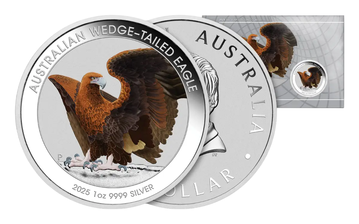 2025 Australia Silver Wedge Tailed Eagle Colorized 1 oz Silver - BU - CoinsTV