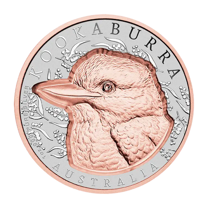 2025 Niue Kookaburra Rose Gold-Plated Super Incused 1 oz Silver PL Coin - CoinsTV