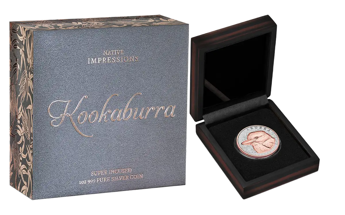 2025 Niue Kookaburra Rose Gold-Plated Super Incused 1 oz Silver PL Coin - CoinsTV