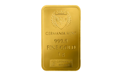 Germania Mint Minted Bar with Assay Card 1 gram Gold - CoinsTV