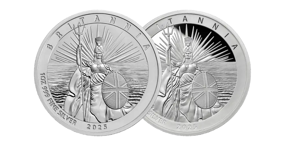 2025 Great Britain Britannia 1 oz Silver Proof + Reverse Proof 2pc Set OGP - CoinsTV