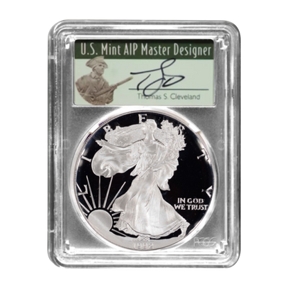 1992-S Silver Eagle - Minute Man Label - PCGS PR70 DCAM Thomas Cleveland Signature - CoinsTV