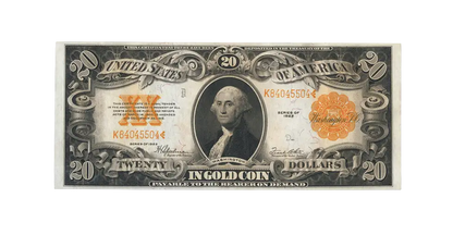 1922 $20 Gold Certificate Currency Note VF - CoinsTV