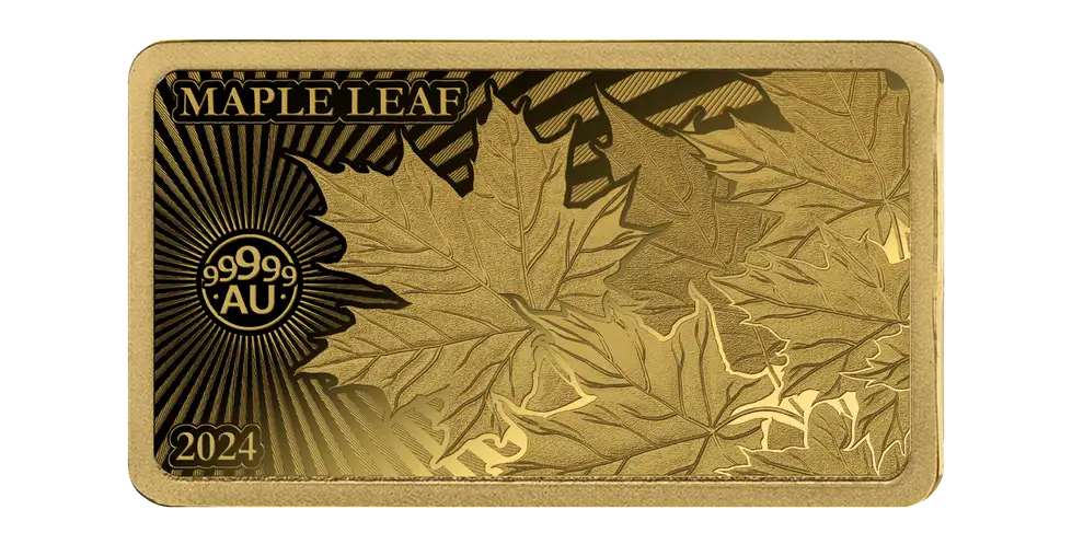 2024 Solomon Islands World's Purest Bullion Maple Leaf 1/100 oz Proof Gold Bar