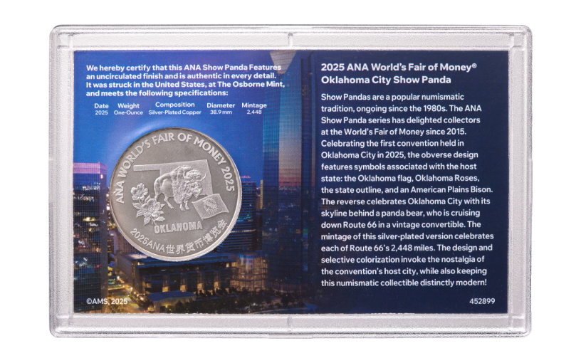 2025 China ANA Show Colorized Panda with Silver Plating 1 oz Copper BU