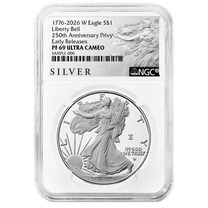2026-W Silver Eagle Liberty Bell - 250th Anniversary Privy - NGC PF69UC ER ALS Label