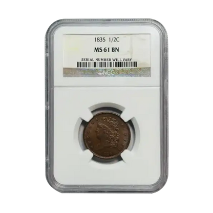 1835 Classic Head Half Cent - NGC MS61 BN