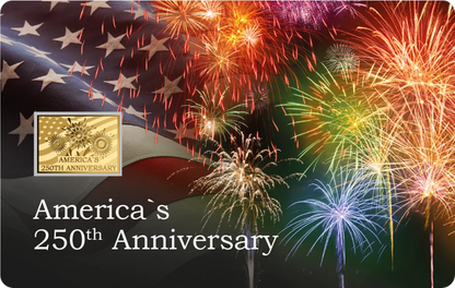 America 250th Anniversary 1/1000 oz Gold Medal in Card