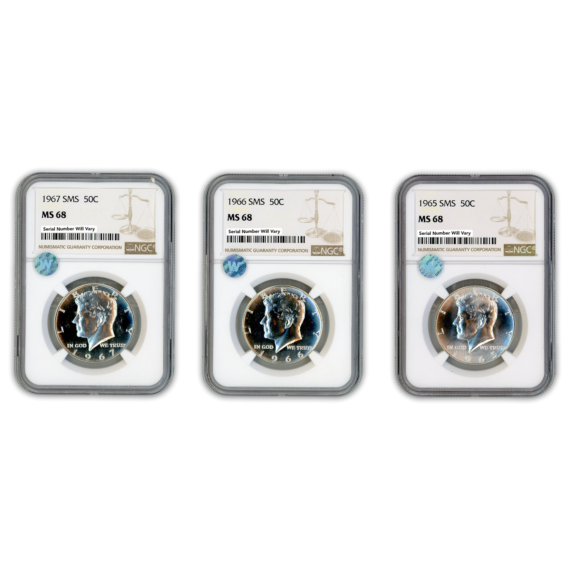 1965 - 1967 Kennedy Half Dollar - Special Mint Set - NGC MS68 Sight White - CoinsTV