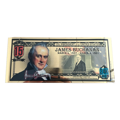 James Buchanan 15th President 100 mg 24k Gold Aurum Note - CoinsTV
