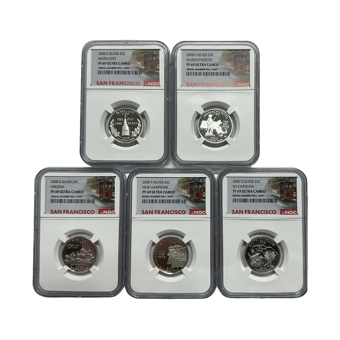 2000-2002-S Silver Quarters NGC PF69 UCAM San Francisco Label Grab Bag - CoinsTV
