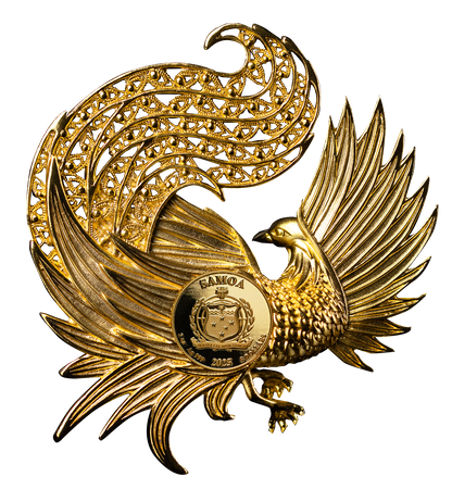 2025 Samoa Filigree Shaped Phoenix 2 oz Silver - 24k Gold Enhanced Coin - CoinsTV
