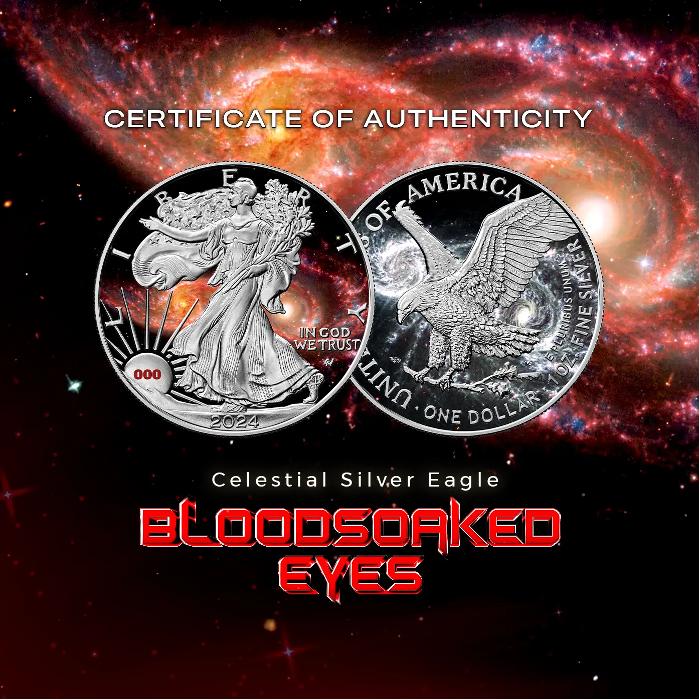 2024 Chromatics Celestial Silver Eagle Bloodsoaked Eyes - CoinsTV
