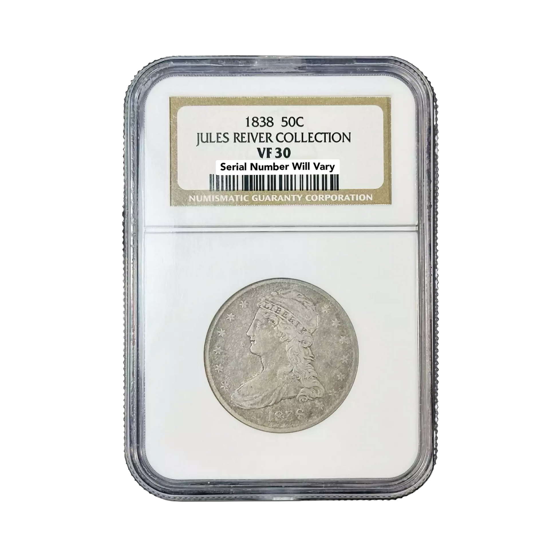 1838 Capped Bust Half Dollar Reeded Edge - Jules Reiver Collection - NGC VF30 - CoinsTV