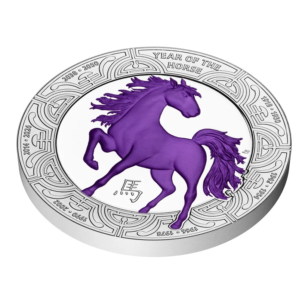 2026 Niue Year of the Horse with Metallic Color 1 oz Silver Coin