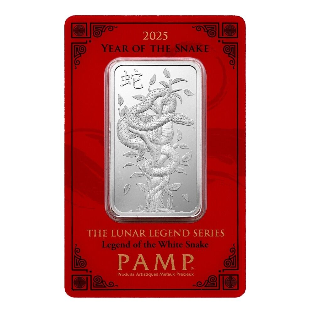 2025 Pamp Suisse Year Of The Snake Lunar Legend Series 1 oz Silver Bar - CoinsTV