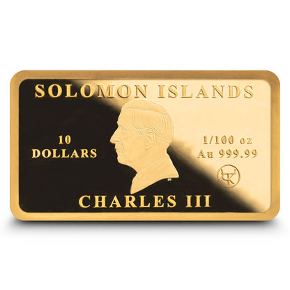 2024 Solomon Islands Most Famous Bullion American Eagle 1/100 oz .99999 Proof Gold Bar - CoinsTV