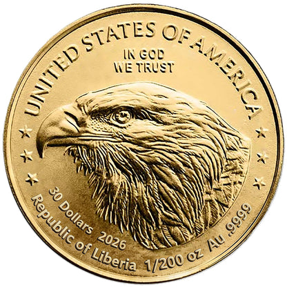 2026 Liberia American Gold Eagle 1/200 oz Gold Coin in Card