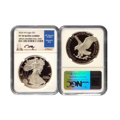 2024-W Silver Eagle - Ed Moy Signature - NGC PF70UCAM Blue Label