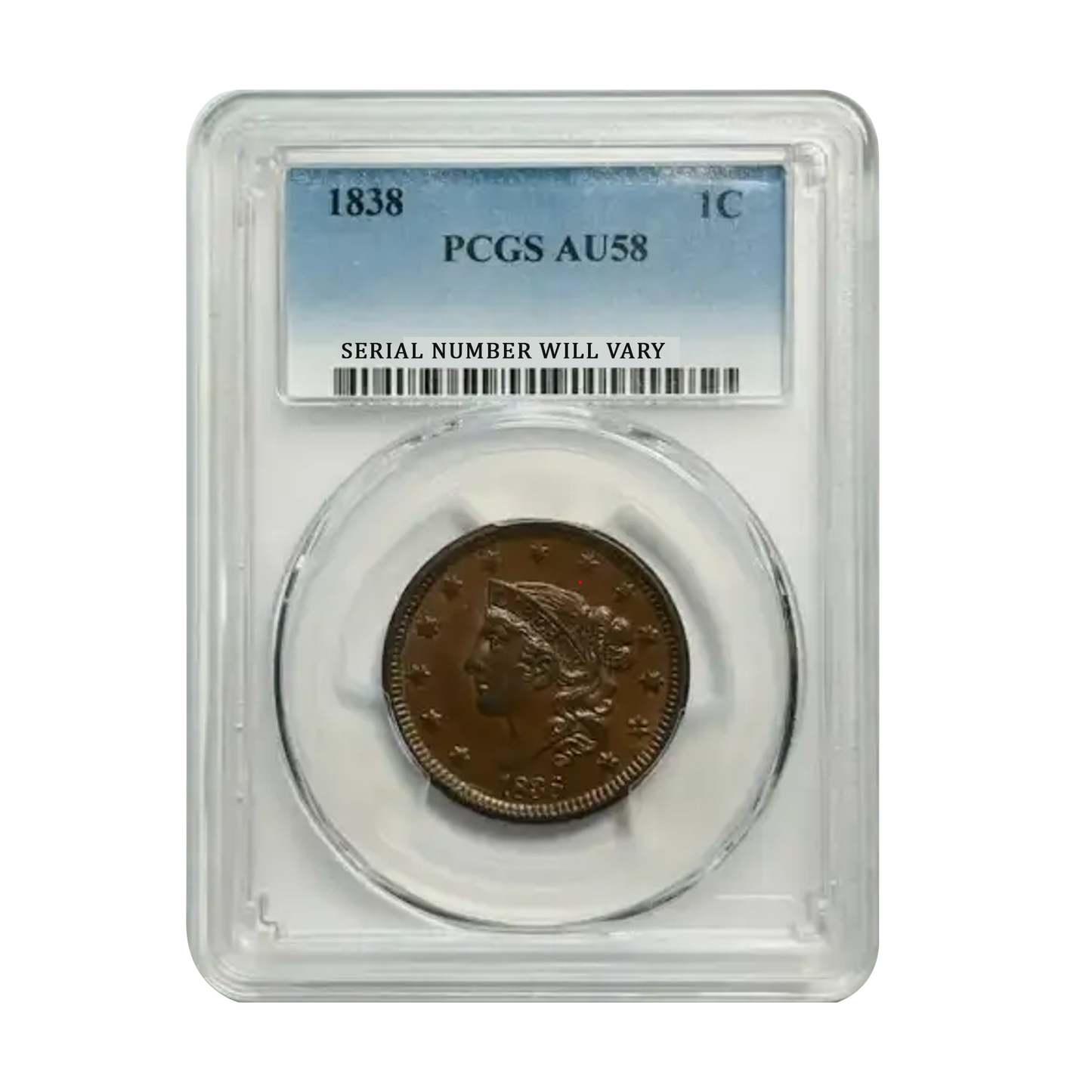 1838 Large Cents Coronet Head - PCGS AU58 BN