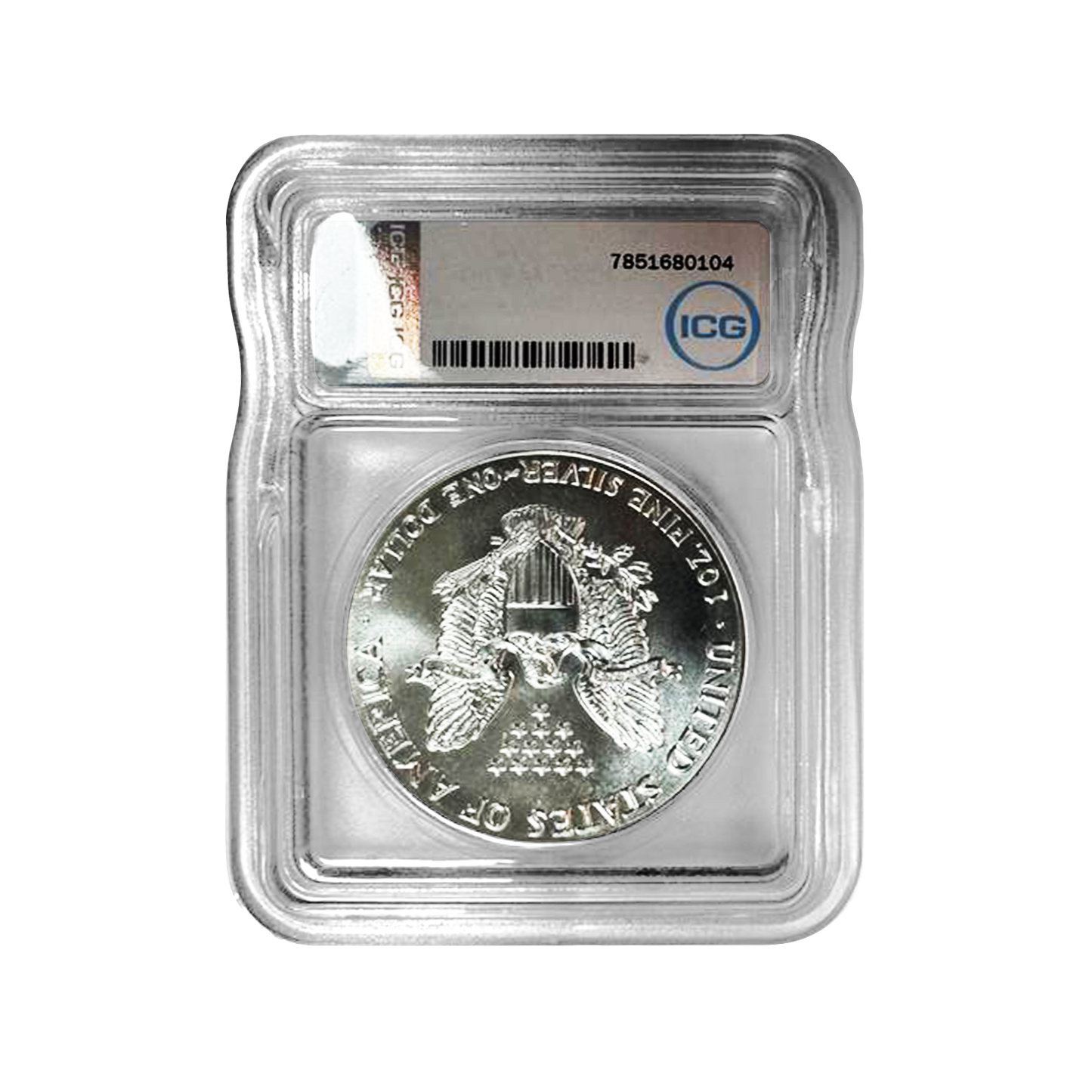 1986-S Silver Eagle - Austin Hutto Signature Label - ICG MS70 - CoinsTV