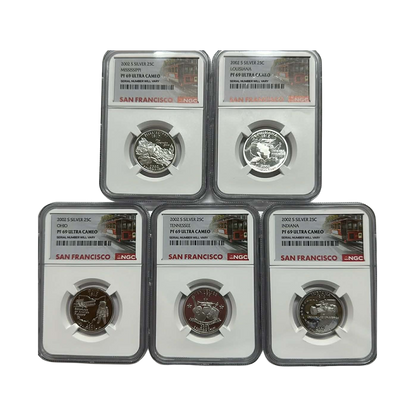 2000-2002-S Silver Quarters NGC PF69 UCAM San Francisco Label Grab Bag - CoinsTV