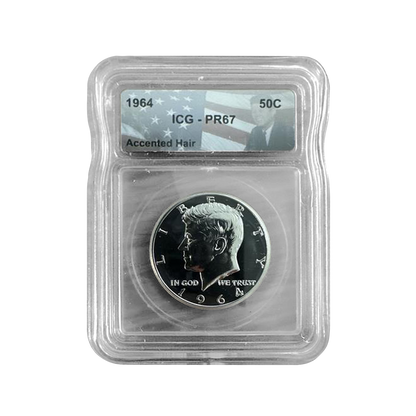 1964 Kennedy Silver Half Dollar Philadelphia - Accented Hair - ICG PR67 Kennedy Label